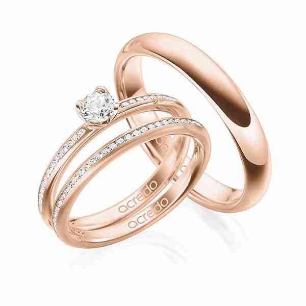 Tri-Set von acredo in Rotgold 585/- mit 0,3 ct. + zus. 0,28 ct. Brillant tw, si 