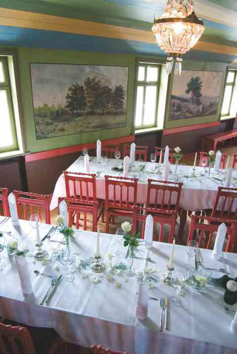Hochzeitslocation Freilichtmuseum am Kiekeberg eingedeckte Tische