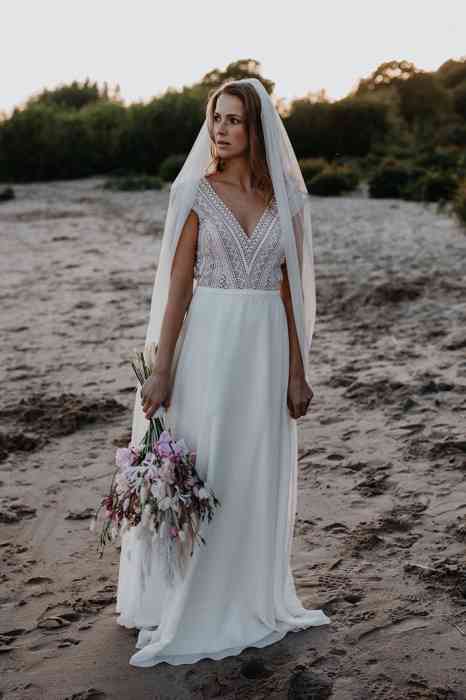 BelleJulie Bridal Accessoires BelleJulie Bridal Accessoires Boho Brautschleier Emma bodenlang