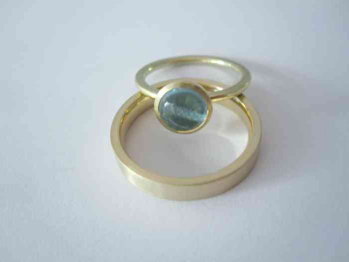 Goldener Ring mit Topas, entworfen von Dorothee Bonk, der kreativen Goldschmiedin von liebes Stück.