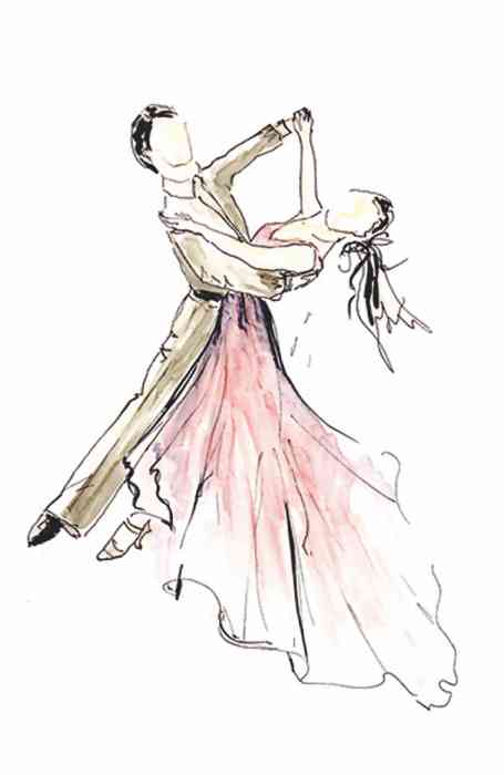 Skizze tanzendes Brautpaar