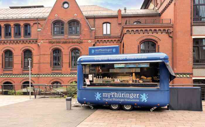 Food Truck von myThüringer in der Hamburger Speicherstadt.